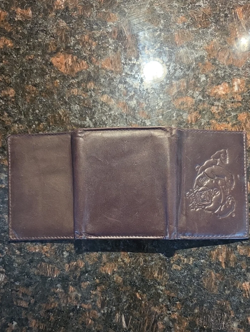 Vintage Leather Bulldog Embossed Men's Wallet - Dark Brown